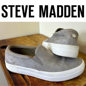 Steve Madden Gills Suede Platform Slip-on Sneaker women 9.5, GUC see blemish pix